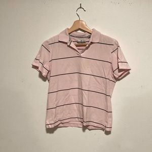 Men’s Pink Polo Shirt With Dark Blue Stripes